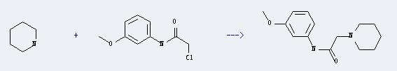 Acetamide,2-chloro-N-(3-methoxyphenyl)- can react with piperidine to produce N-(3-methoxy-phenyl)-2-piperidin-1-yl-acetamide